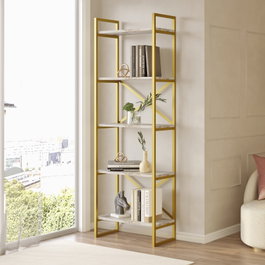 Hanah Home Vg3-Ge Estantería Mármol y Oro